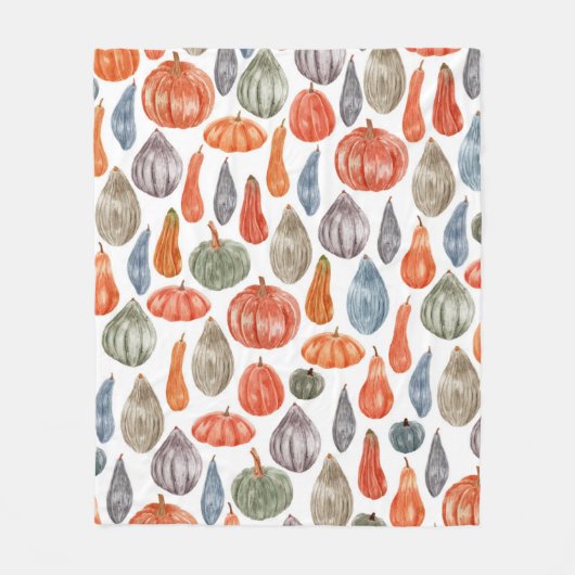 水彩カカラフルラーパンプキンスコレクション  フリースブランケット (正面)