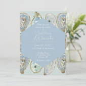 水彩カキ結婚ーの – ライトブルー 招待状 (スタンド正面)