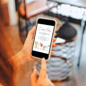 水彩カクテルアダルトバースデーパーティー 招待状