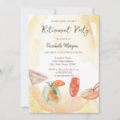 水彩カクテルイエローリタイアメント招待状 招待状 (正面)