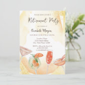 水彩カクテルイエローリタイアメント招待状 招待状 (スタンド正面)