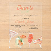 水彩カクテルストライプのブライダルシャワー アクリル招待状 (正面)