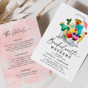 水彩カクテルバチェロレッテ週末 招待状