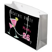 水彩カクテルバースデーパーティブラック ラージペーパーバッグ (裏面アングル)