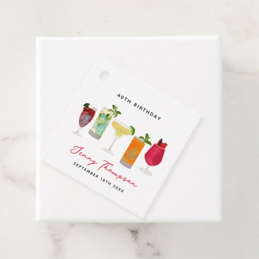 水彩カクテルパーティードリンクバースデーパーティー フェイバータグ (インサイチュ)