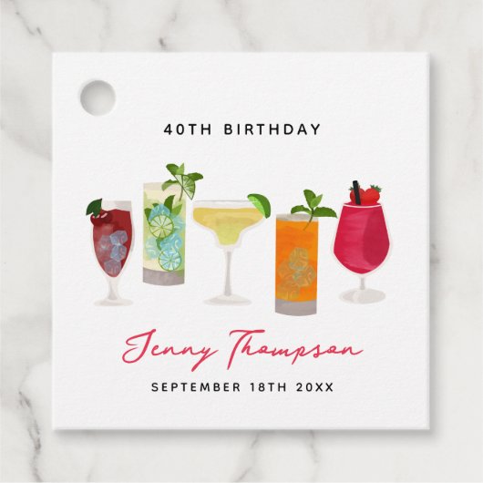 水彩カクテルパーティードリンクバースデーパーティー フェイバータグ (正面)