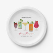 水彩カクテルパーティードリンクバースデーパーティー ペーパープレート (正面)