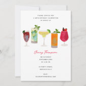 水彩カクテルパーティードリンクバースデーパーティー 招待状 (正面)