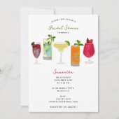 水彩カクテルパーティードリンクブライダルシャワー 招待状 (正面)