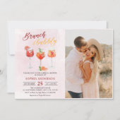 水彩カクテルパーティーブライダルシャワー写真 招待状 (正面)