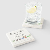 水彩カクテルパーティー ストーンコースター (横)