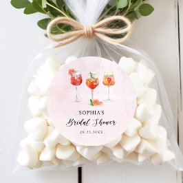 水彩カクテルパーティー ブライダルシャワー ラウンドシール