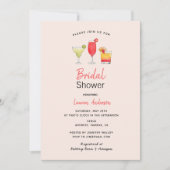 水彩カクテルブライダルシャワーピンク 案内状 (正面)