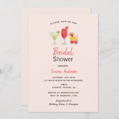 水彩カクテルブライダルシャワーピンク 案内状 (正面/裏面)