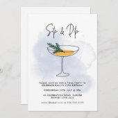 水彩カクテルプールパーティー30th Birthday 招待状 (正面/裏面)
