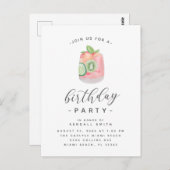 水彩カクテルミニマリスト誕生日パーティー ポストカード (正面/裏面)