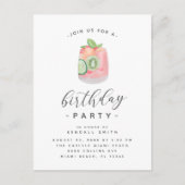 水彩カクテルミニマリスト誕生日パーティー ポストカード (正面)