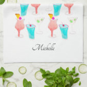 水彩カクテル飲料パターン名 キッチンタオル (折り畳み)