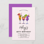 水彩カクテル48th誕生日パーティー 招待状 (正面/裏面)