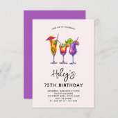 水彩カクテル75th誕生日パーティー 招待状 (正面/裏面)
