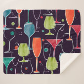 水彩カクテル、カラフルヴィンテージパターン。 シェルパブランケット (正面(横))