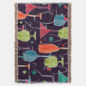 水彩カクテル、カラフルヴィンテージパターン。 スローブランケット (正面縦)