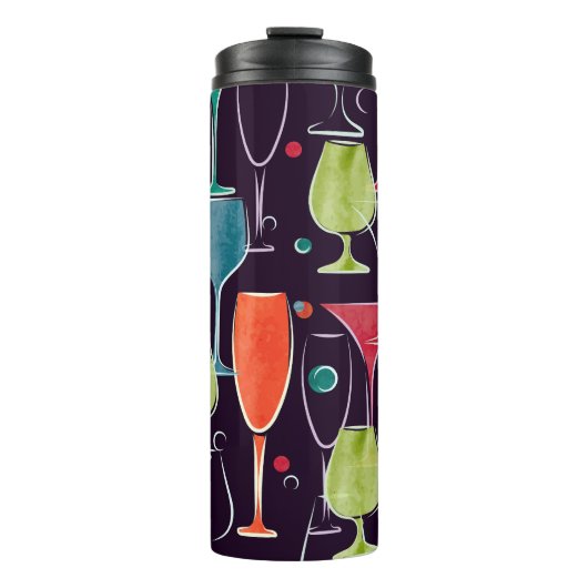 水彩カクテル、カラフルヴィンテージパターン。 タンブラー (正面)