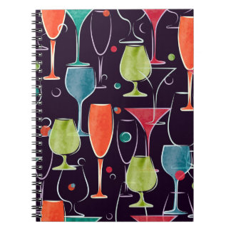 水彩カクテル、カラフルヴィンテージパターン。 ノートブック