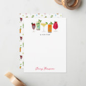 水彩カクテル&パーティードリンクカスタム ノートカード (正面/裏面インサイチュ)