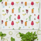 水彩カクテル&パーティードリンクバーテンダー キッチンタオル (折り畳み)