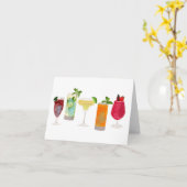 水彩カクテル&パーティードリンク カード (黄色い花)