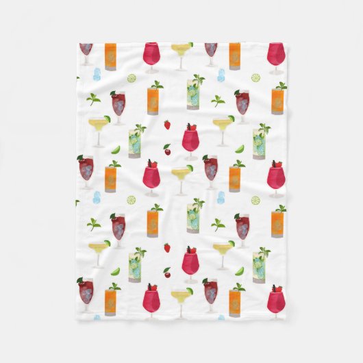 水彩カクテル&パーティードリンク フリースブランケット (正面)