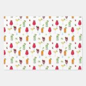 水彩カクテル&パーティードリンク ラッピングペーパーシート (正面)