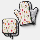 水彩カクテル&パーティードリンク 鍋つかみ&鍋敷きセット (正面/裏面)