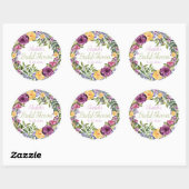 水彩カスケードフローラブーケブライダルシャワー ラウンドシール (シート)