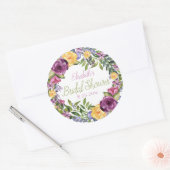 水彩カスケードフローラブーケブライダルシャワー ラウンドシール (封筒)