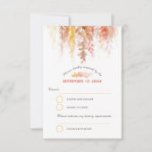 水彩カスケード秋つる植物ブラウン結婚オレンジ 出欠カード (正面)