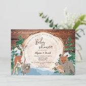 水彩カスタムウッドランドベビーシャワー 招待状 (スタンド正面)