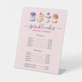 水彩カスタムケーキとスイーツ価格表 台座サイン (正面)