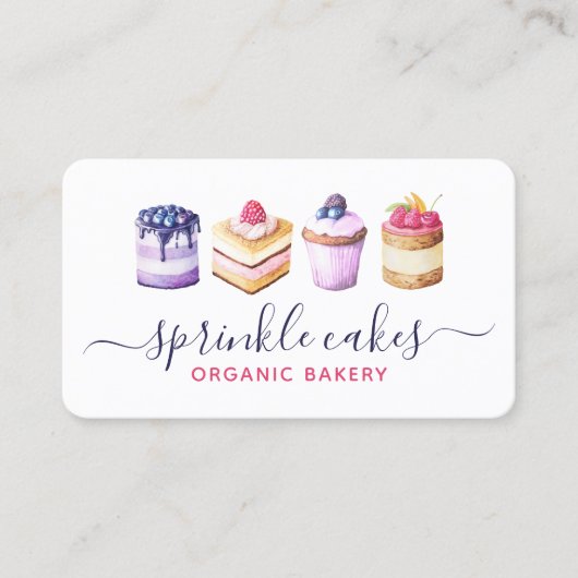 水彩カスタムケーキ&スイーツベーカリー 名刺 (正面)