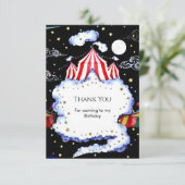 水彩カスタムサーカス誕生日 サンキューカード (スタンド正面)