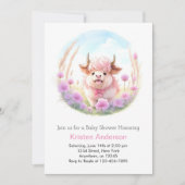 水彩カスタムハイランドカウガールベビーシャワー 招待状 (正面)