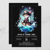 水彩カスタムパイレーツバースデー 招待状 (正面/裏面)