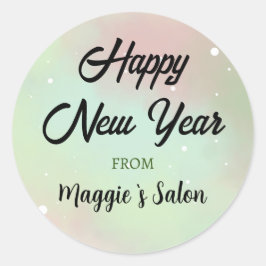 水彩カスタムブランド名ハッピーニューイヤー ラウンドシール