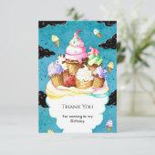 水彩カスタムマジックアイスクリーム誕生日 サンキューカード (スタンド正面)