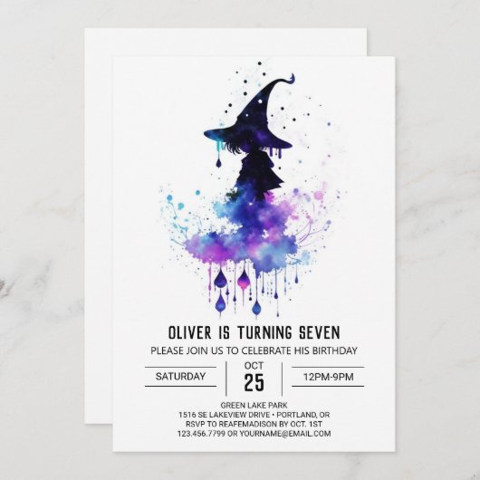 水彩カスタム誕生日 招待状 (正面/裏面)