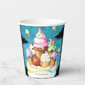水彩カスタム魔法アイスクリーム誕生日 紙コップ (正面)
