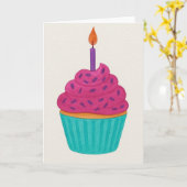 水彩カップケーキのグリーティングカード カード (黄色い花)