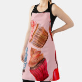 水彩カップケーキのシームレスな背景パターン、 エプロン (インサイチュ)