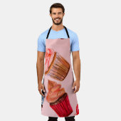水彩カップケーキのシームレスな背景パターン、 エプロン (着用した状態)